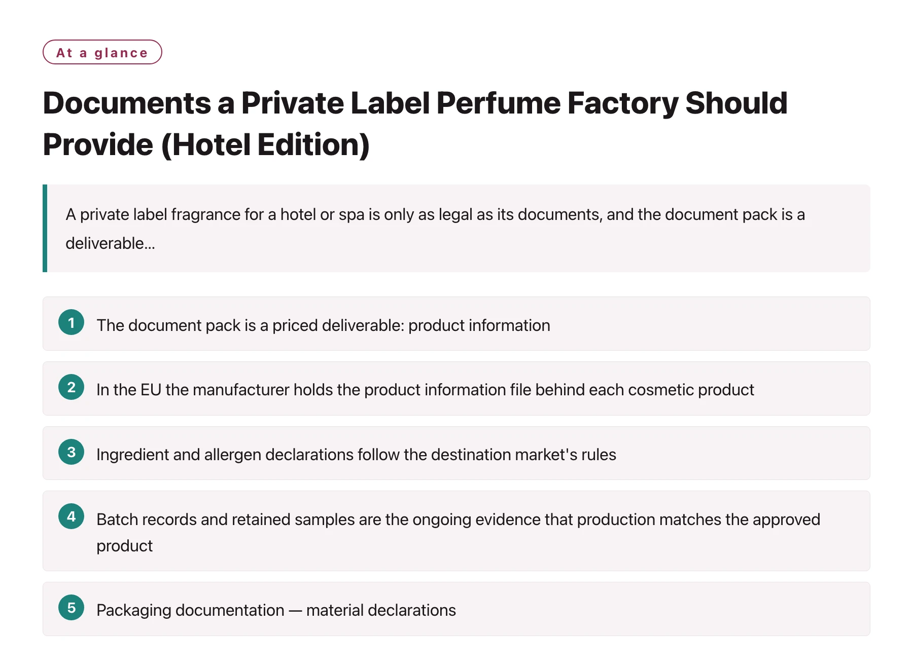 Documents a Private Label Perfume Factory Should Provide (Hotel Edition)——全文要点速览